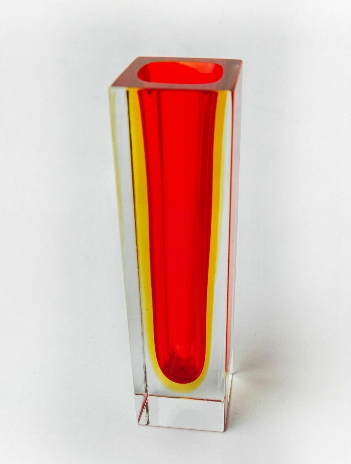 Red And Yellow Cubic Sommerso Vase By Seguso, Murano, Italy, 1970 photo furniture