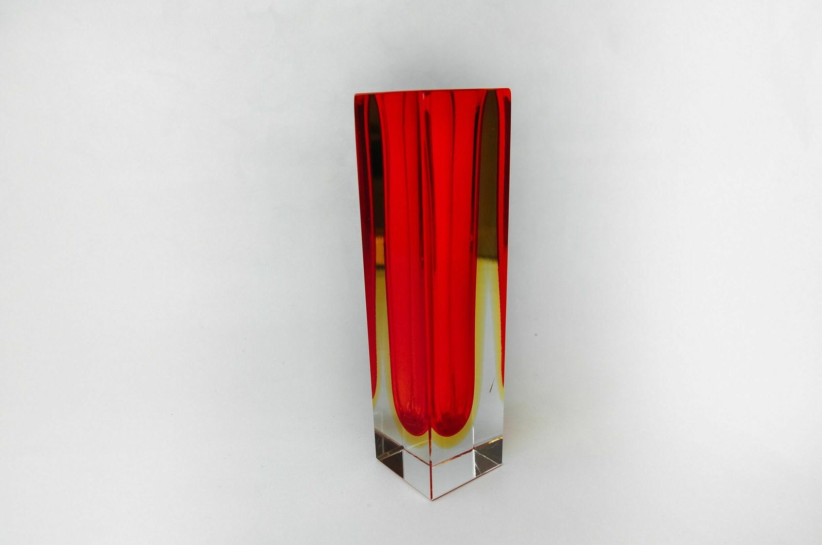Red And Yellow Cubic Sommerso Vase By Seguso, Murano, Italy, 1970 photo 783.0