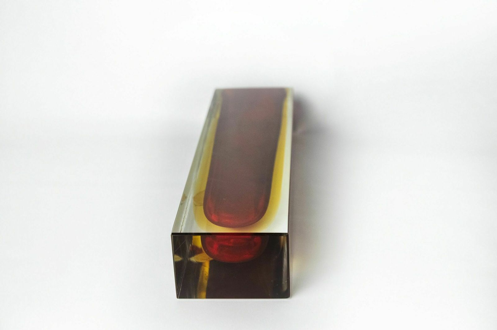 Brown And Yellow Cubic Sommerso Vase By Seguso, Murano, Italy, 1970 photo buy