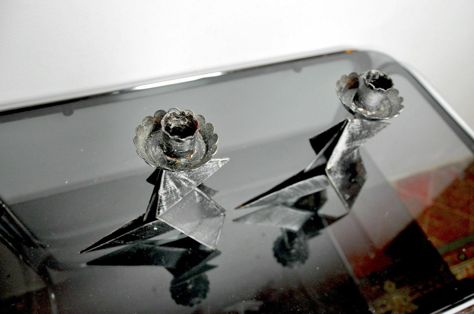 Pair Of "Bird" Candlesticks, Folk Art, Denmark, 1970 photo vinterior