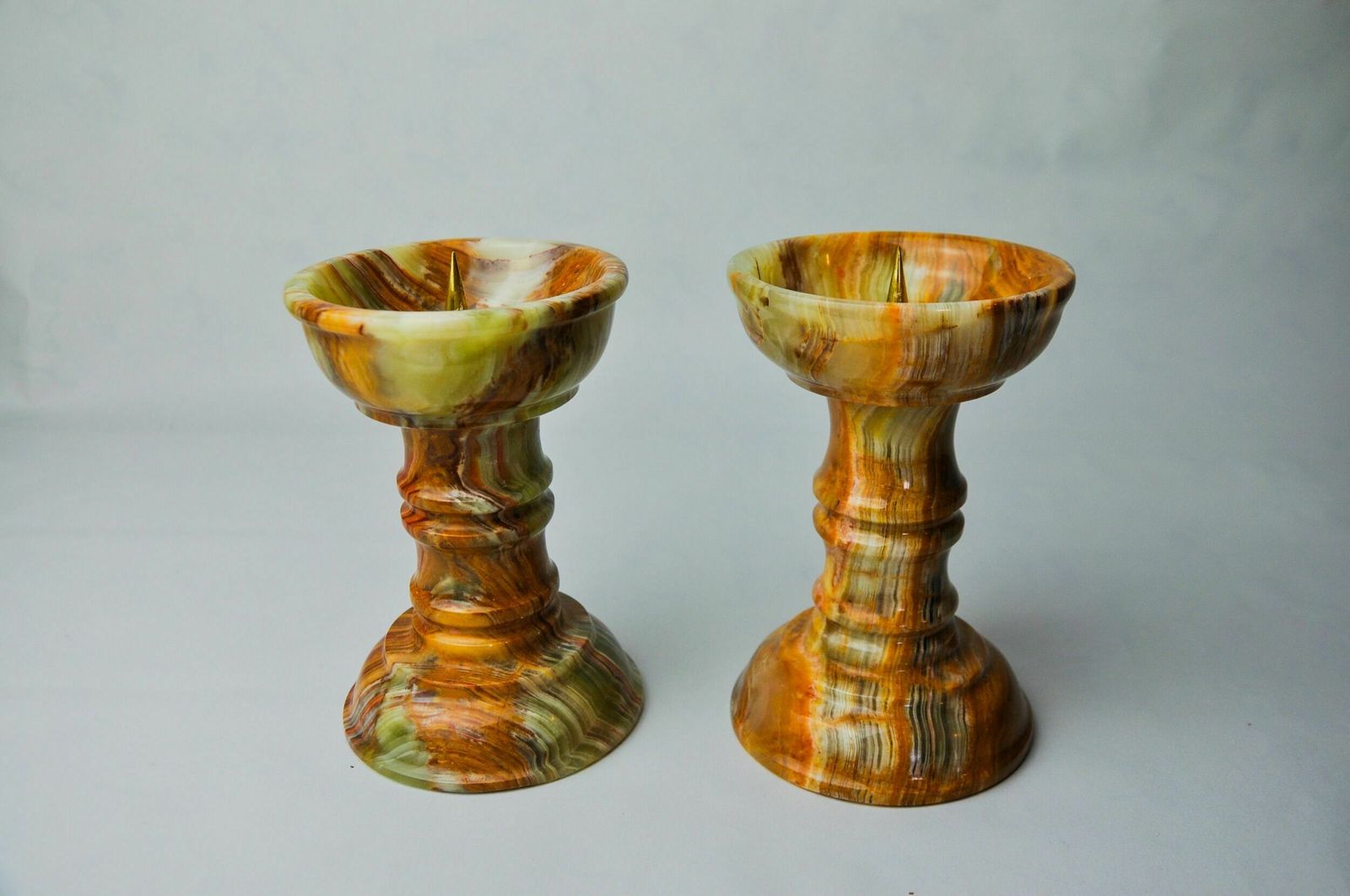 Pair Of Onyx And Brass Candle Holders, Italy, 1980 photo Home Decor