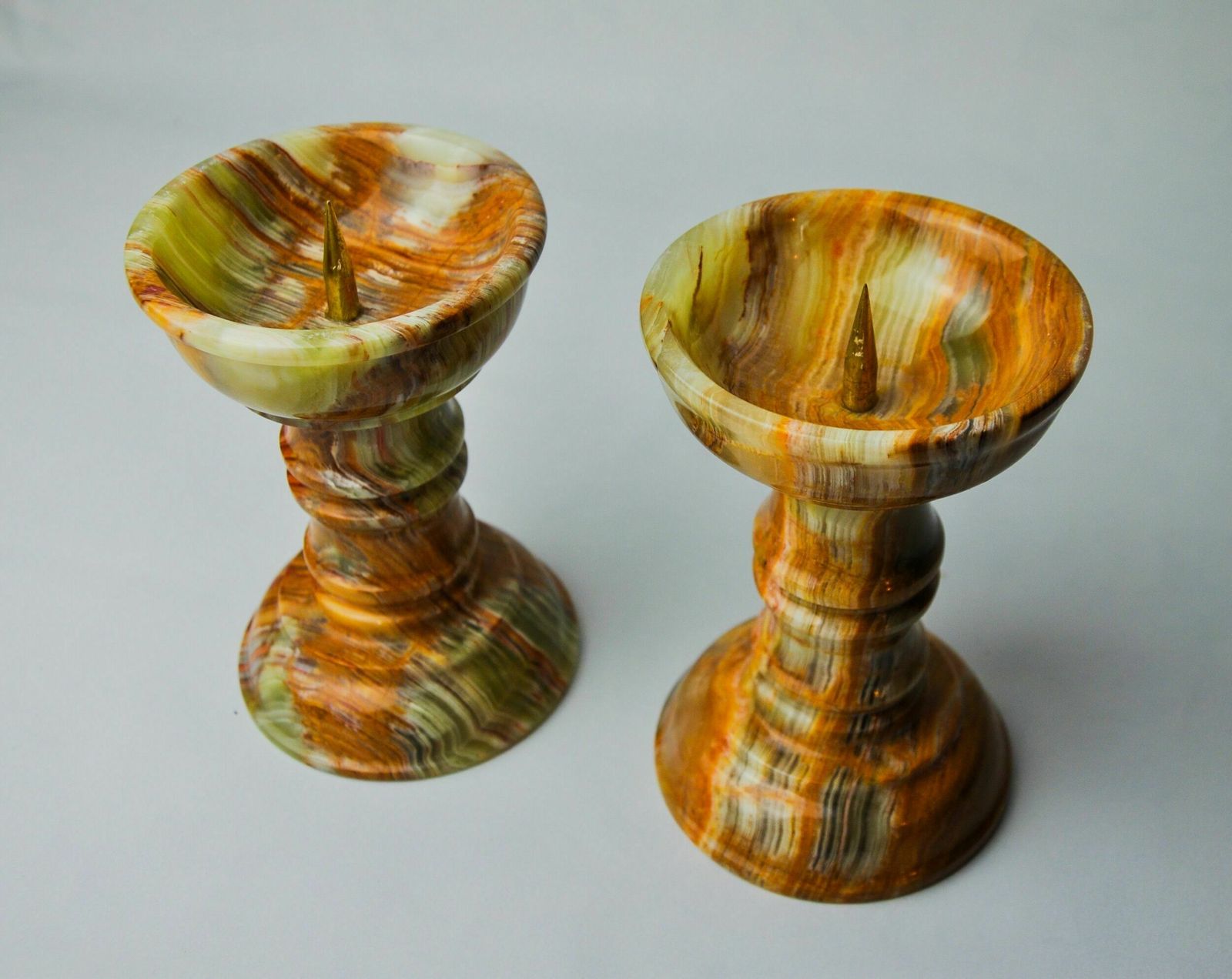 Pair Of Onyx And Brass Candle Holders, Italy, 1980 photo 671.0