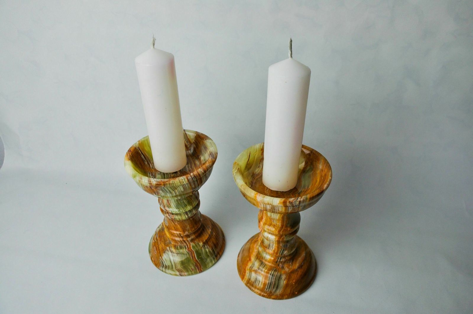 Pair Of Onyx And Brass Candle Holders, Italy, 1980 photo buy