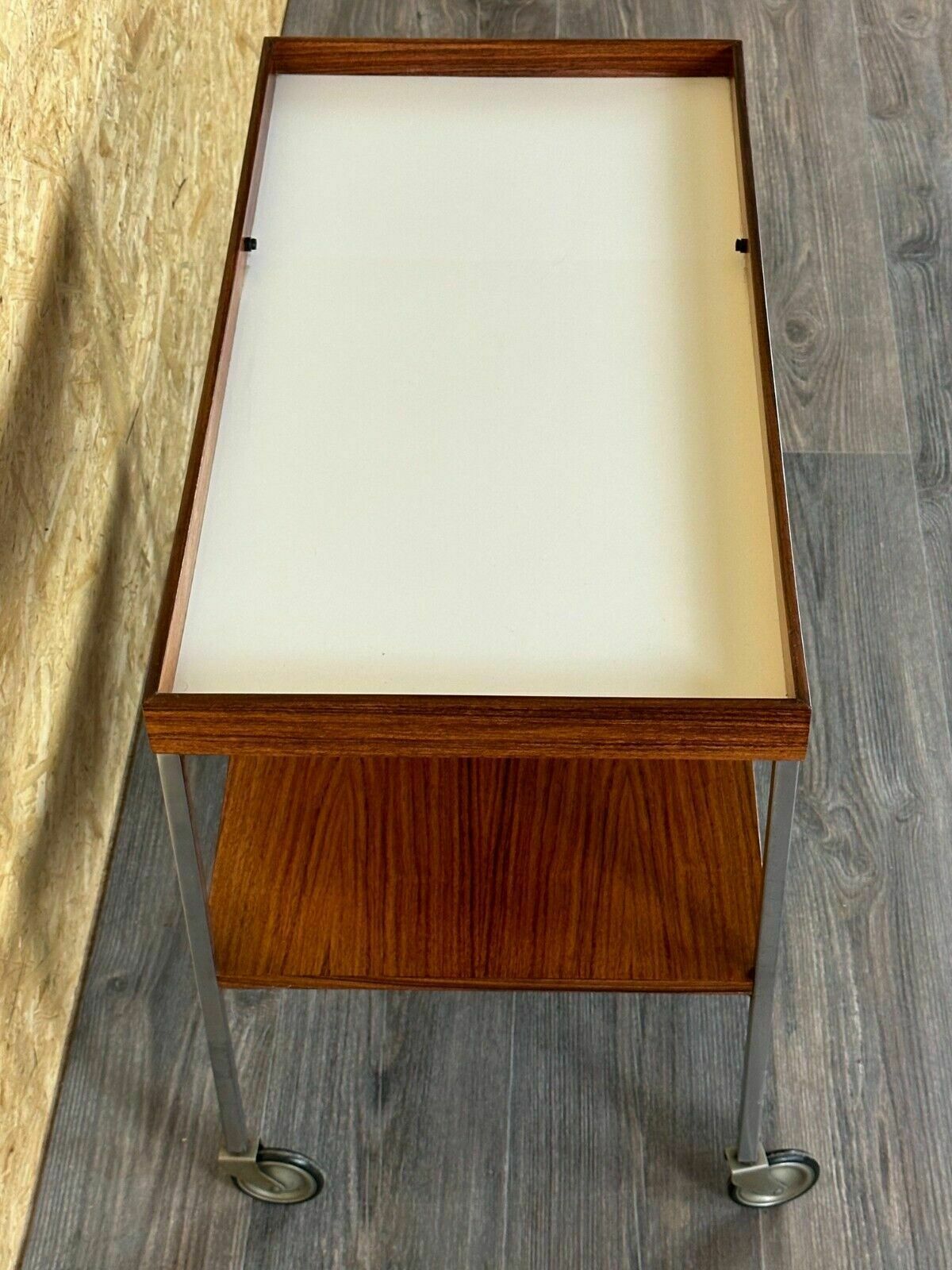 photo for sale 1960s 1970s Serving Trolley Walnut Teak Walter Wirz For Wilhelm Renz Design