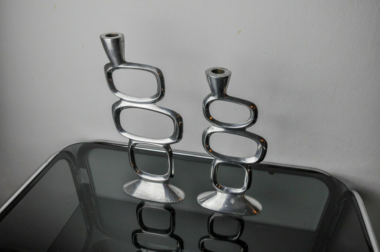 Pair Of Circle Candlesticks By Matthew Hilton, England, 1980 photo Home Decor