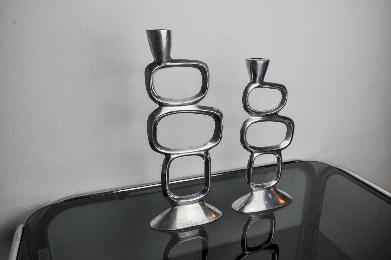 Pair Of Circle Candlesticks By Matthew Hilton, England, 1980 photo 1063.0