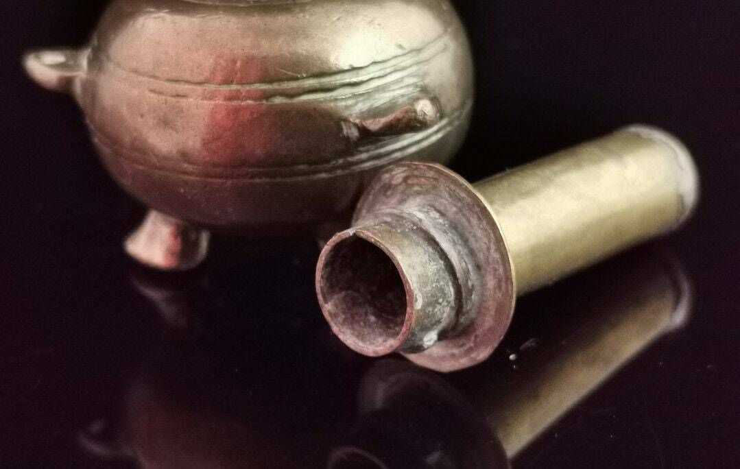Antique Bronze Pot Belly Stove Ink Pot, Inkwell photo Home Decor