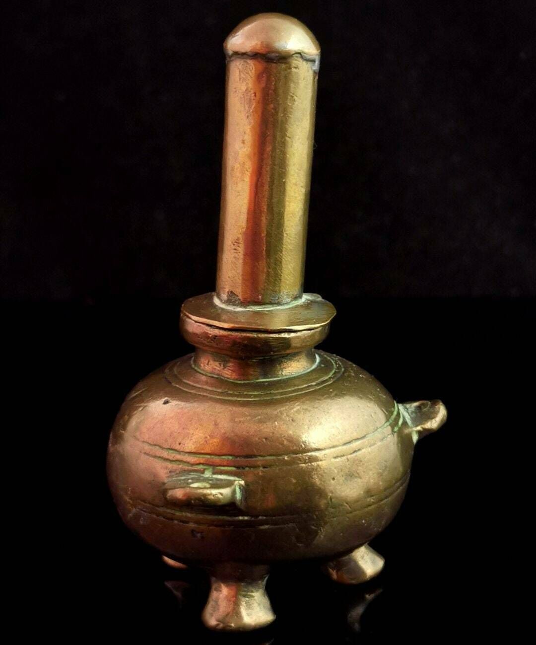 Antique Bronze Pot Belly Stove Ink Pot, Inkwell photo vinterior