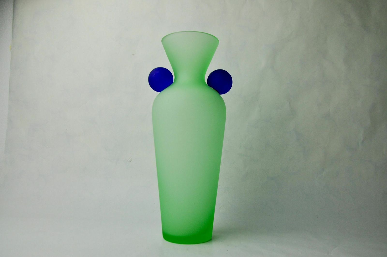 Green And Blue Satin Murano Glass Vase, Menphis Style, Italy, 1980 photo Home Decor