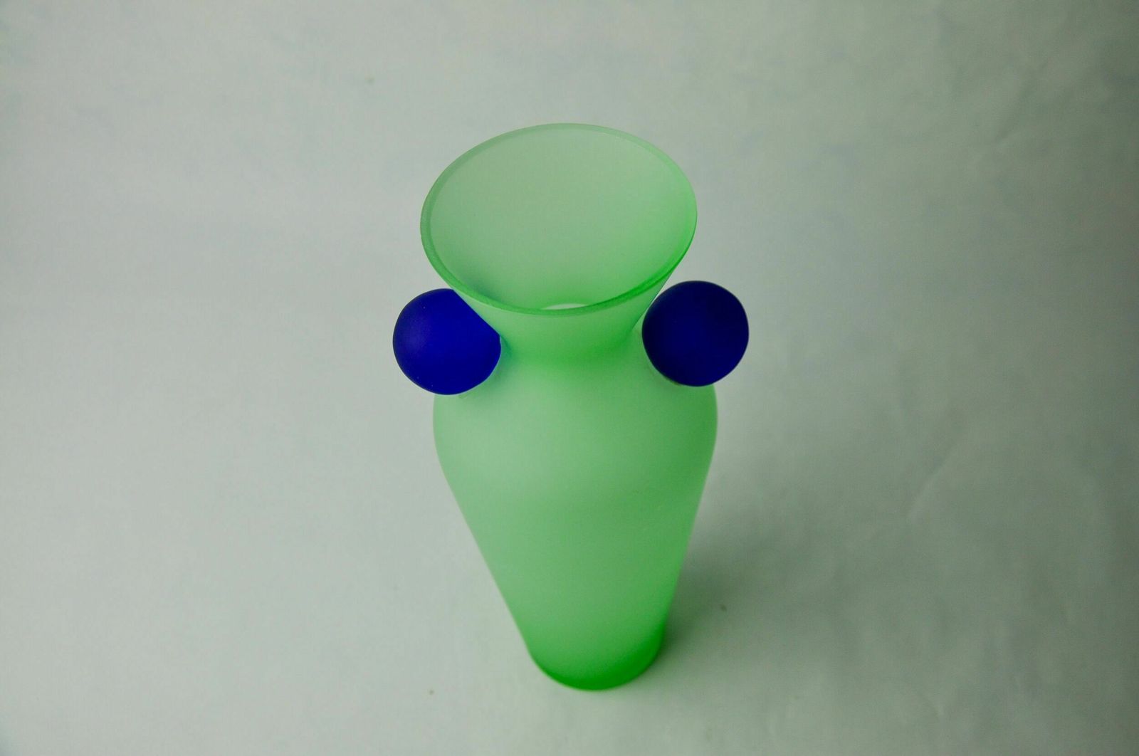 Green And Blue Satin Murano Glass Vase, Menphis Style, Italy, 1980 photo buy