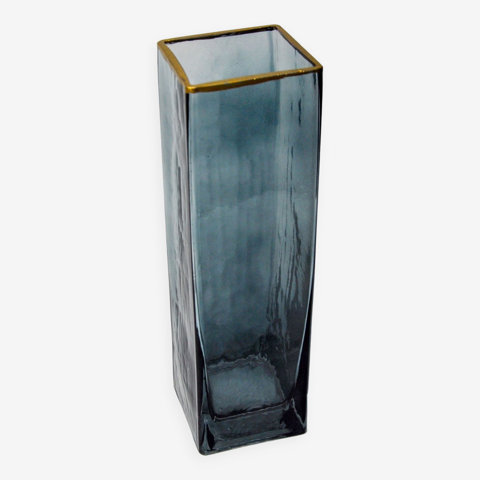 Sommerso Vase By Petr Hora, Blue Glass, Golden Edges, Czech Republic, 1970