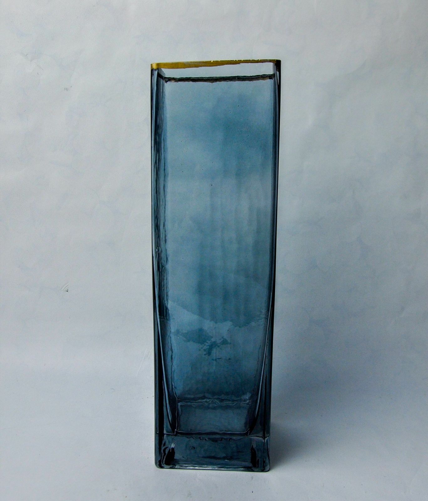 Sommerso Vase By Petr Hora, Blue Glass, Golden Edges, Czech Republic, 1970 photo Home Decor
