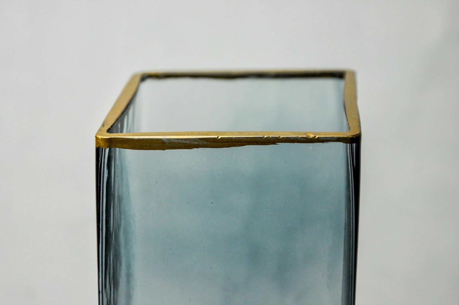 Sommerso Vase By Petr Hora, Blue Glass, Golden Edges, Czech Republic, 1970 photo vinterior