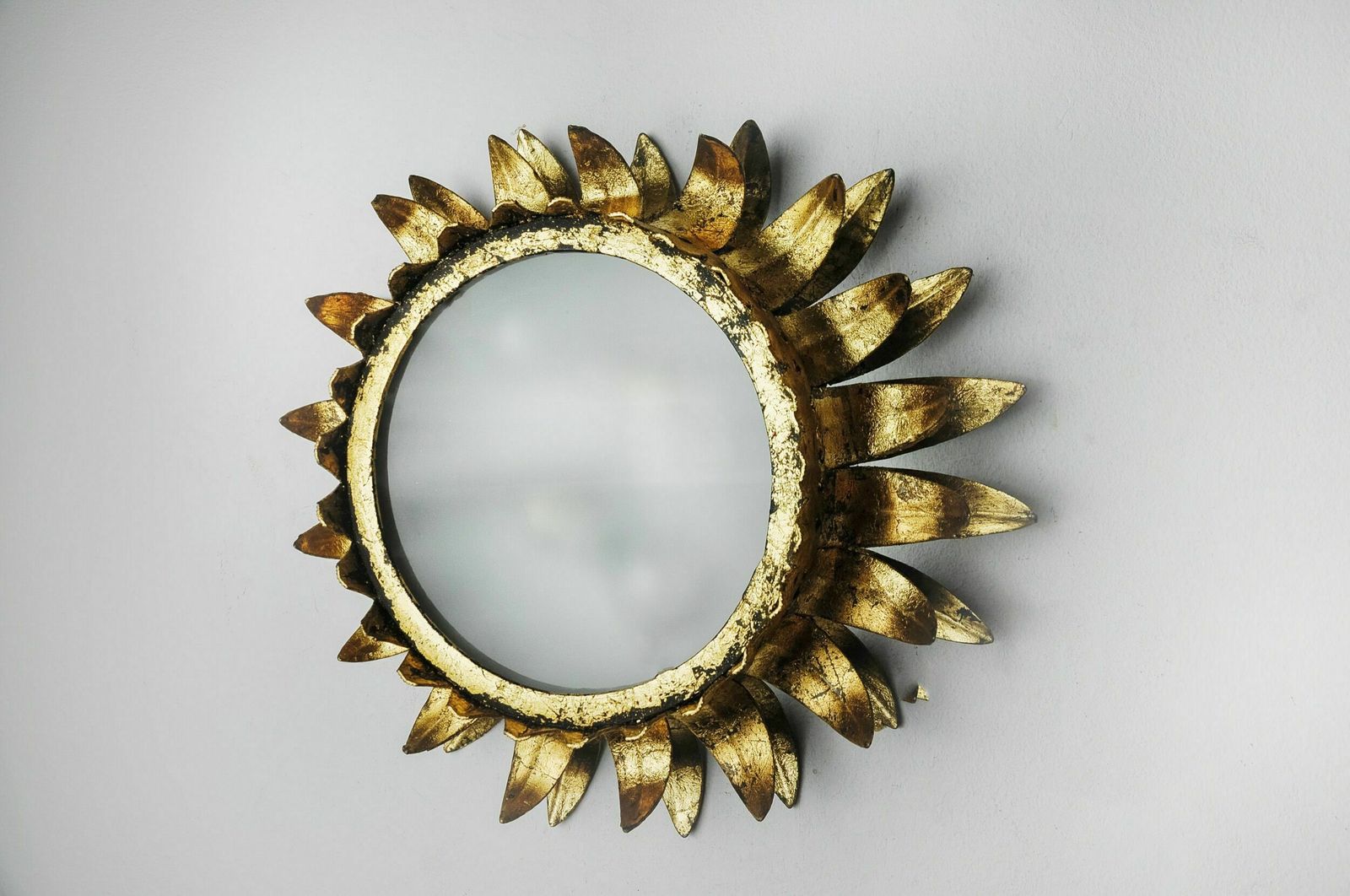 photo furniture Wall Lamp Sun By Ferro Arte, Metal And Gold Leaf, Spain, 1960