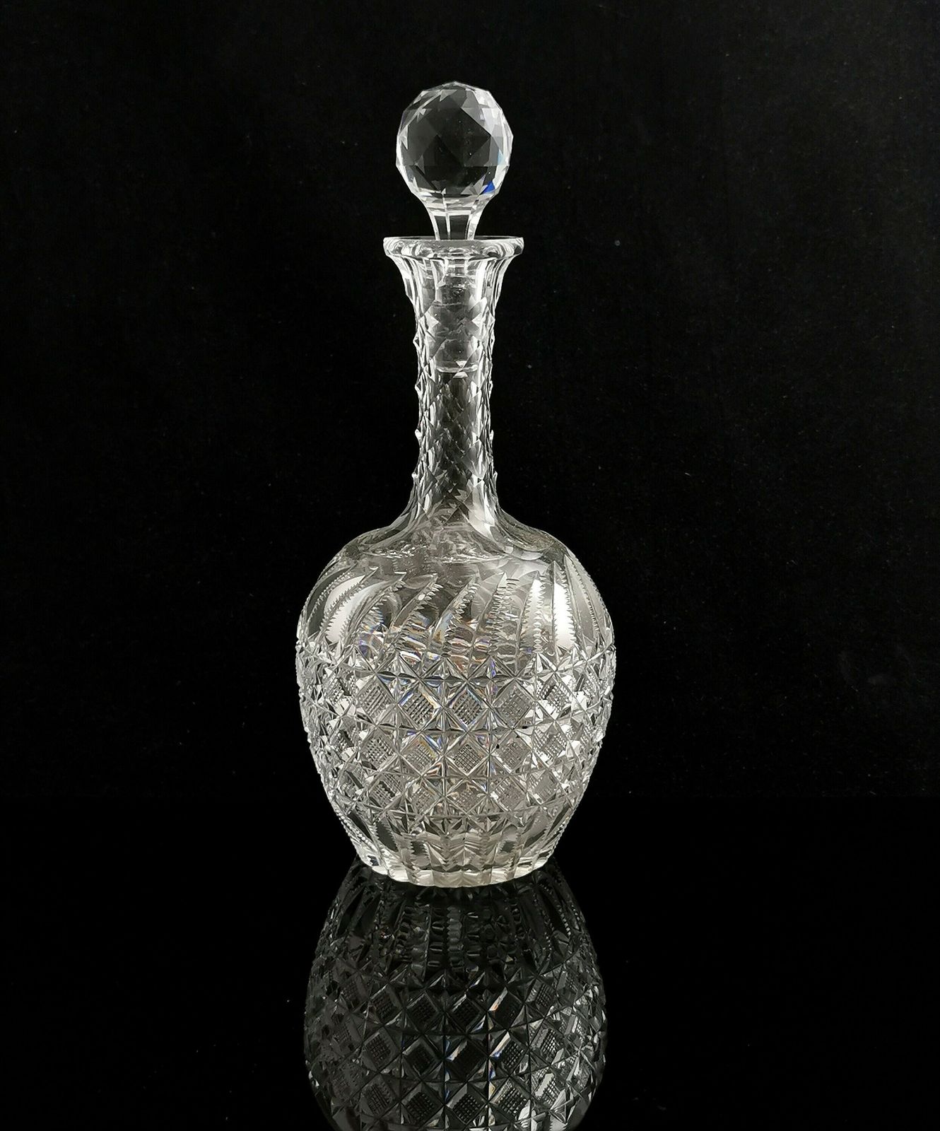 Antique Victorian Cut Glass Wine Decanter