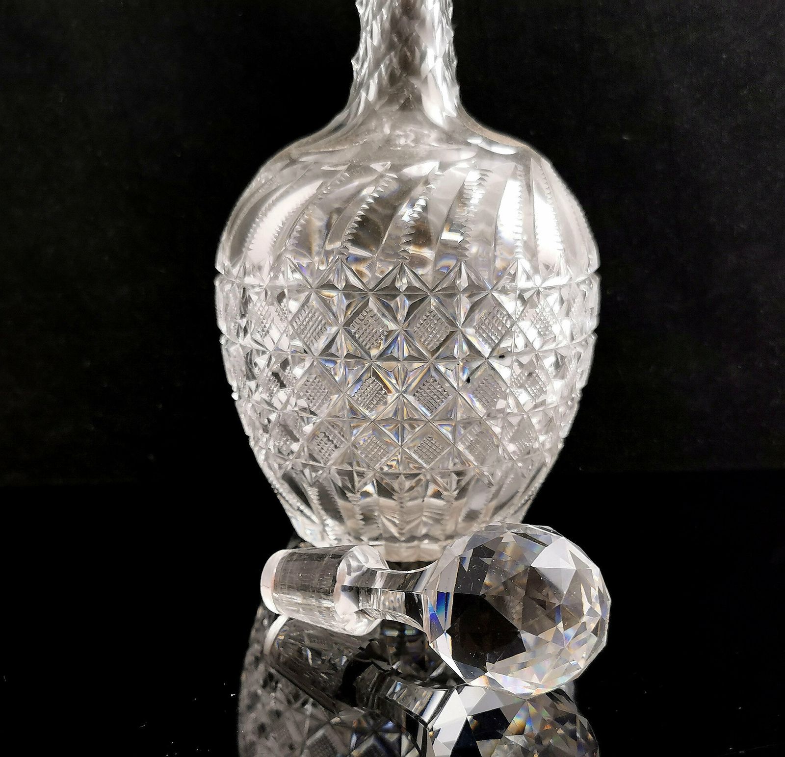 Antique Victorian Cut Glass Wine Decanter photo vinterior
