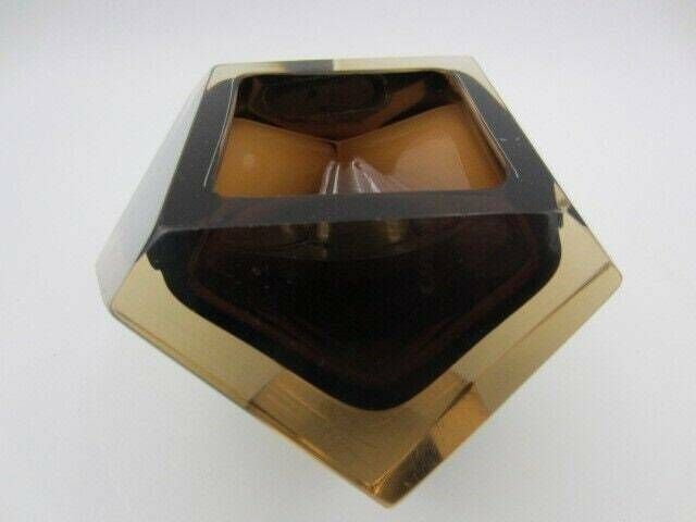 photo for sale Stunning V C Nason Brown In Gold Glass Sommerso Faceted Diamond Bowl With Label