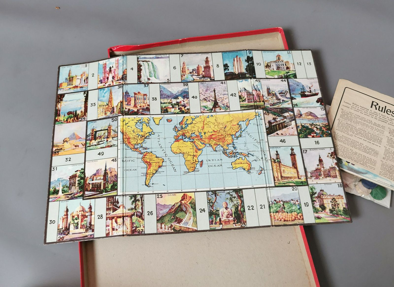 Rare Vintage 1930's Board Game, A Flight Around The World photo for sale