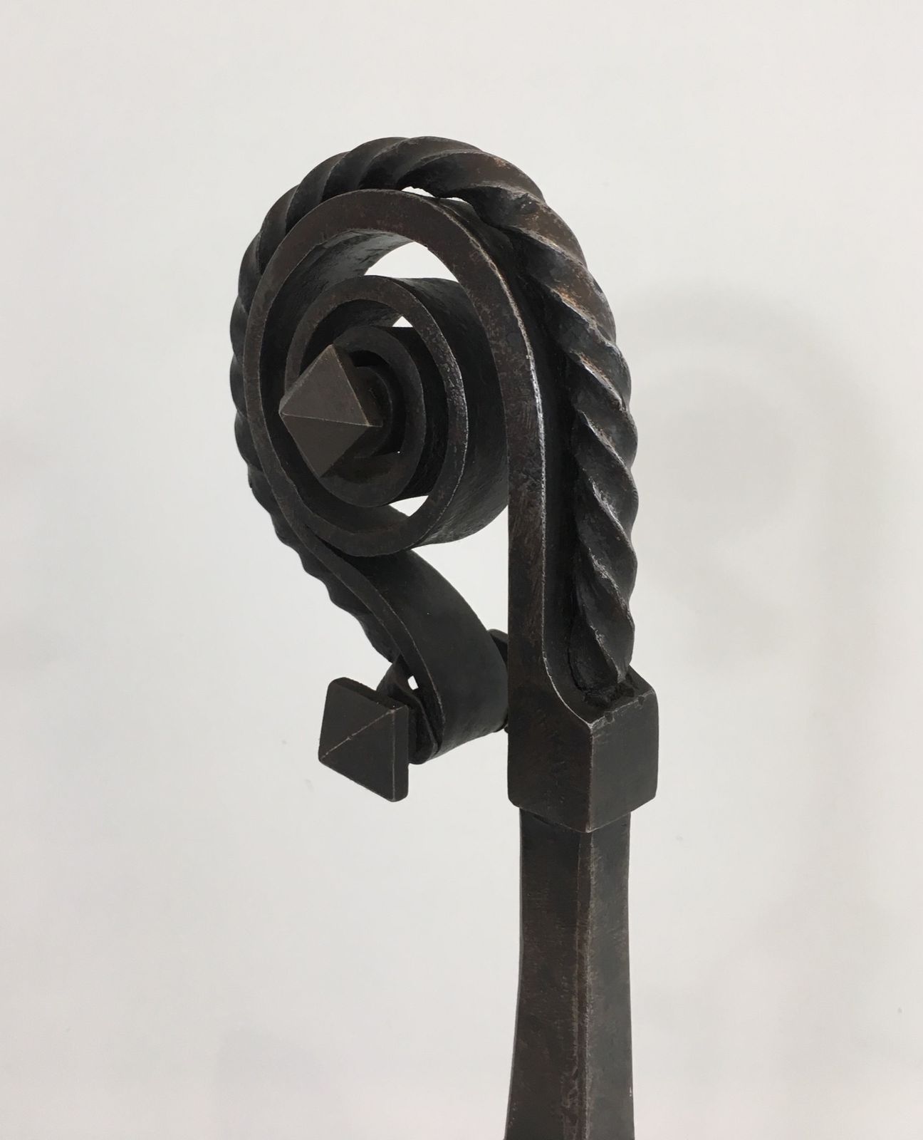 photo for sale Pair Of Important Wrought Iron Andirons Representing A Snail