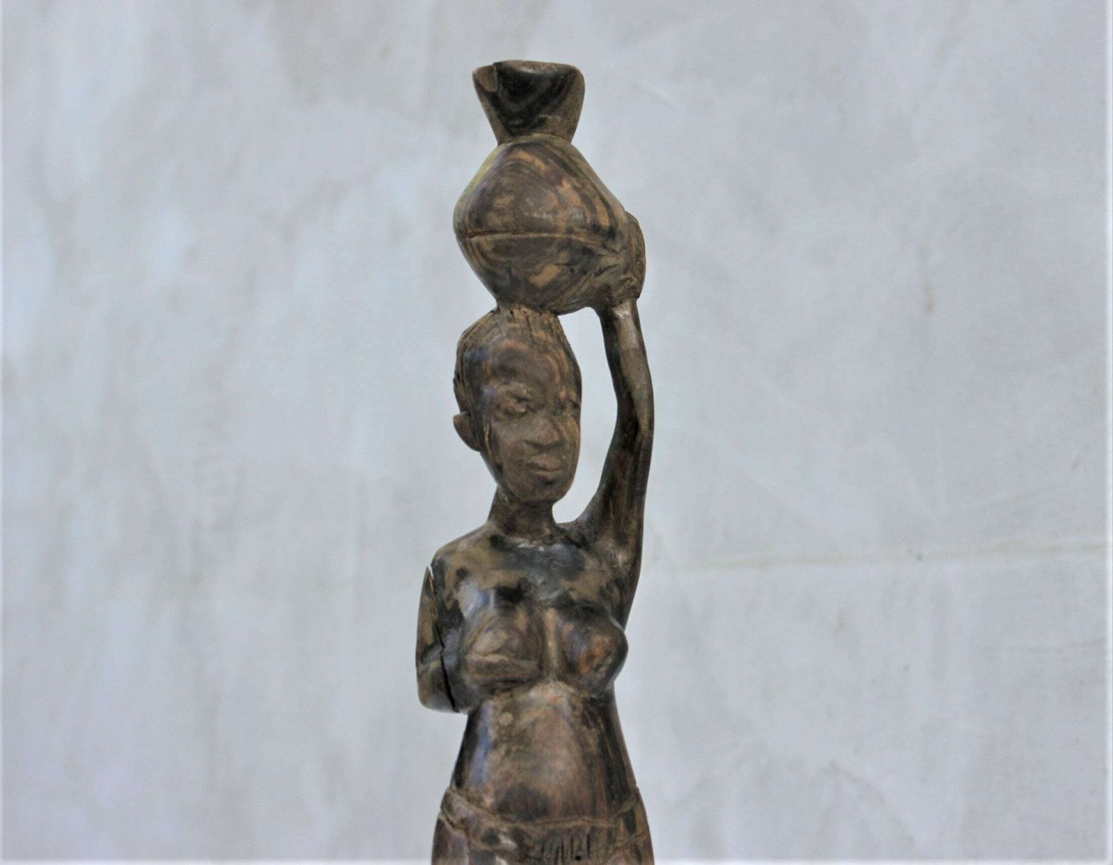 Vintage Tribal African Woman Figurine Wood African Statue Man Cave Figurine Decor Birthday Gift For Man photo vintage