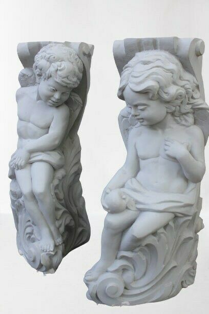photo for sale Pair Cherubs Console Gypsum Sculptures Fireplace Or Door Surround House Architectural Pieces Statue Mold