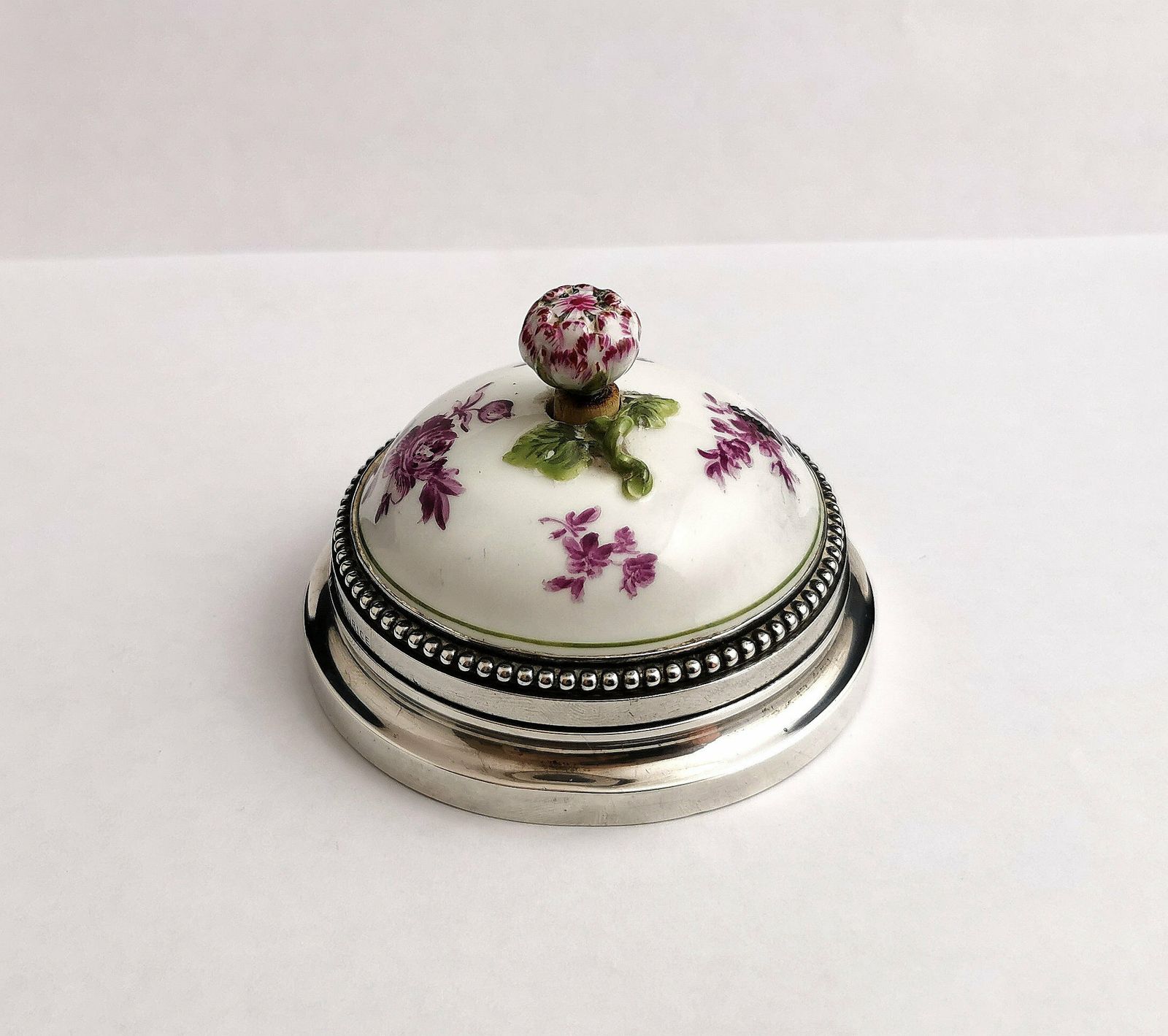 Antique French Silver And Ceramic Door Bell Push, Bell Ringer photo furniture