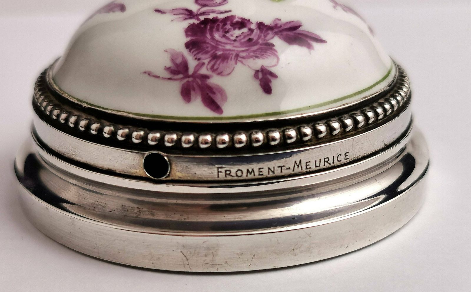 Antique French Silver And Ceramic Door Bell Push, Bell Ringer photo Home Decor