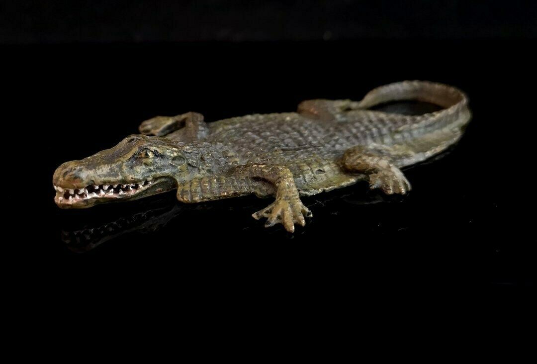 Antique Bronze Alligator Rug, Franz Bergmann, Sculpture photo Art