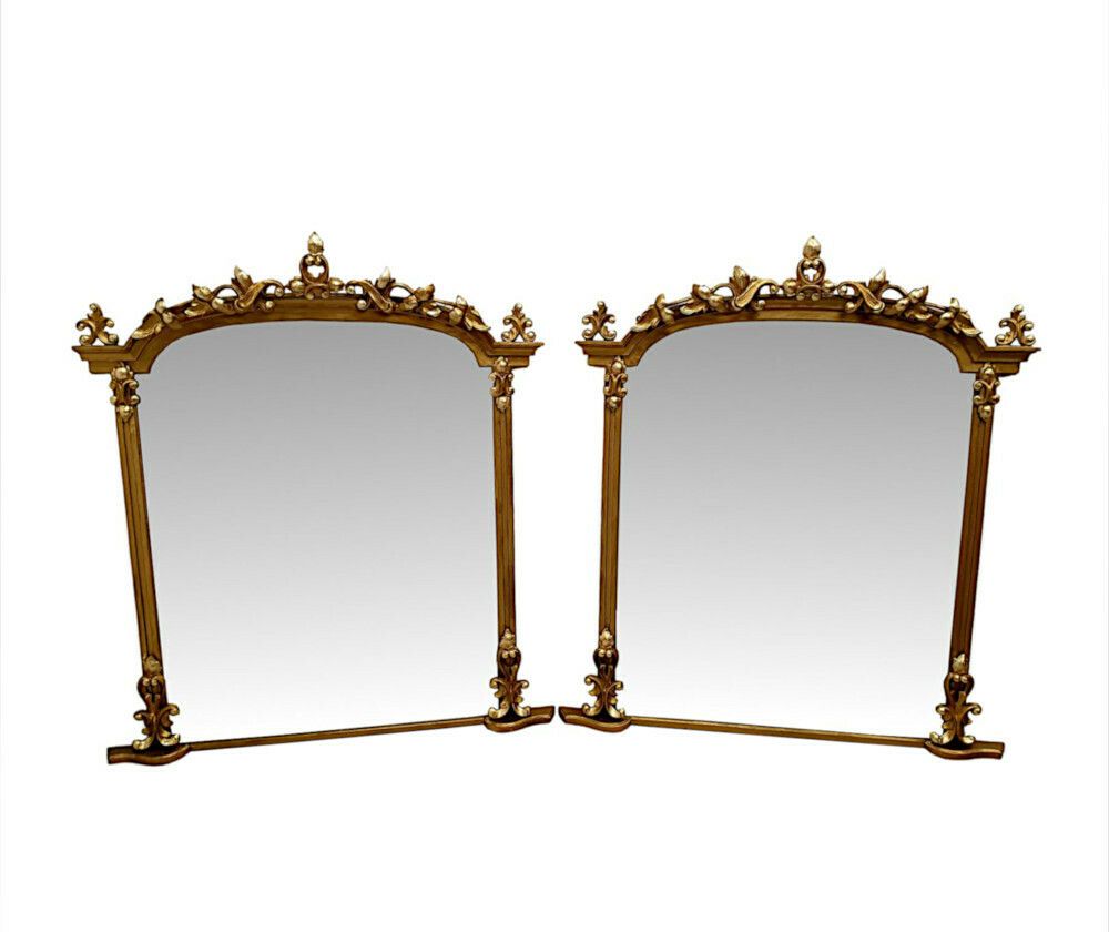 A Very Rare And Fine Pair Of 19th Century Giltwood Overmantle Mirrors