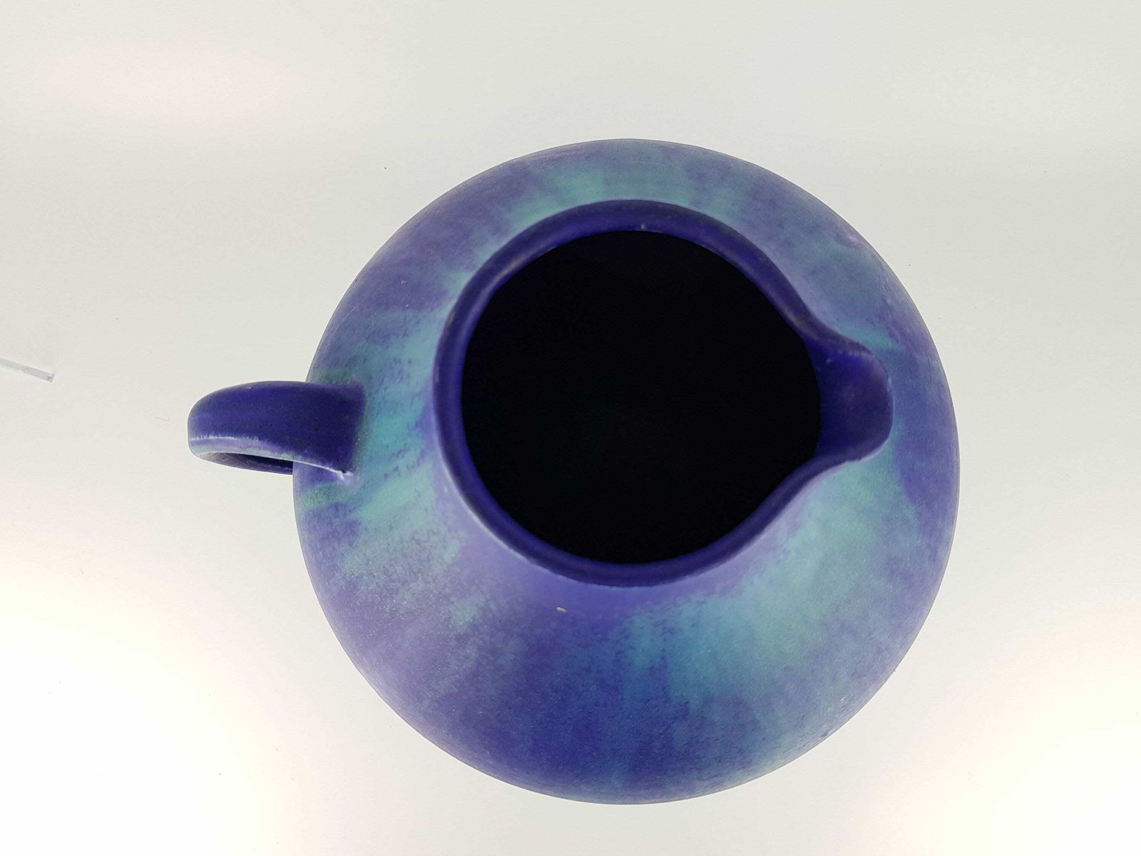 Vintage Juist Insel Topferei Blue Green Turquoise Handled Jug Vase By Schmidt Tummeley Studio Art Pottery 1970s photo 192.0