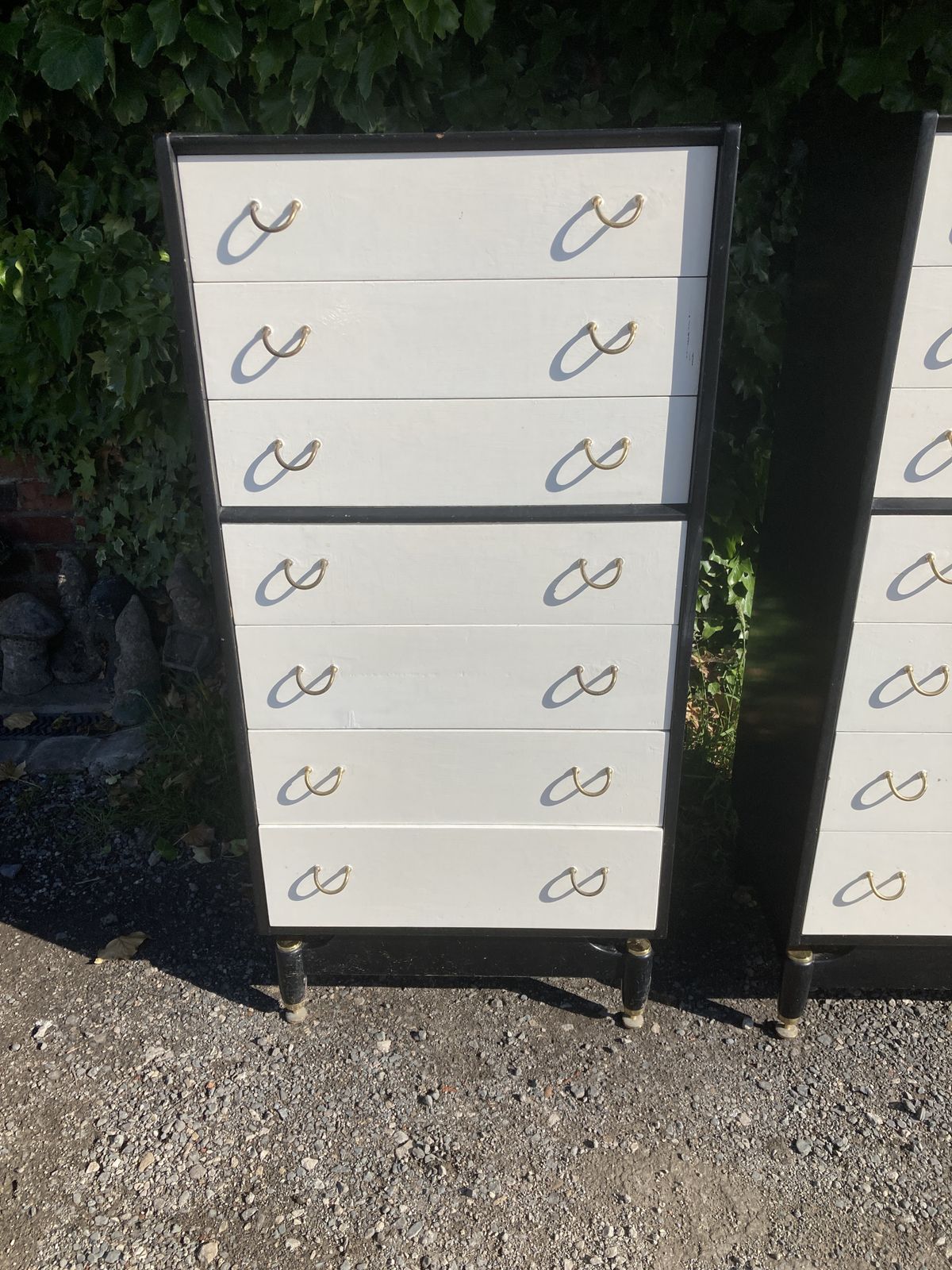 Pair Of Mid Century G Plan Black And White Tallboy Chest Of Drawers photo Furniture