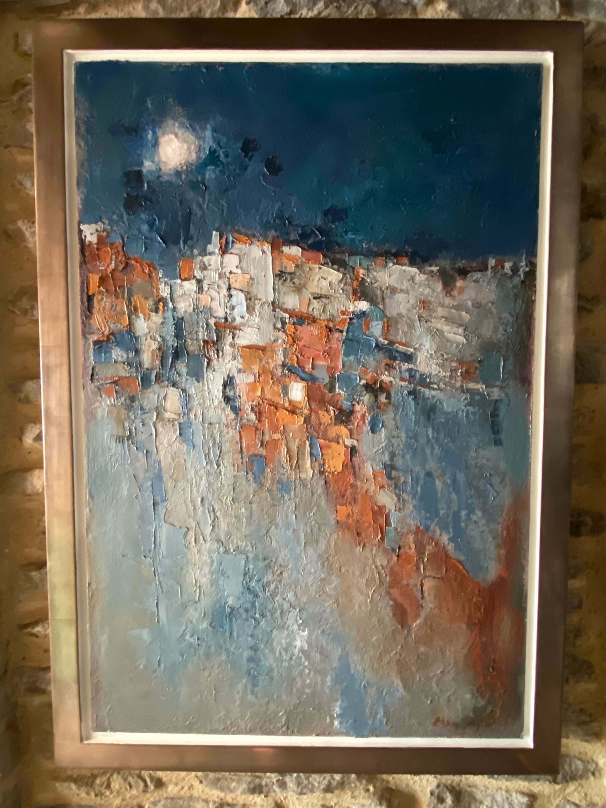 Beautiful Original Abstract Oil On Board Framed Painting By Elsa Taylor