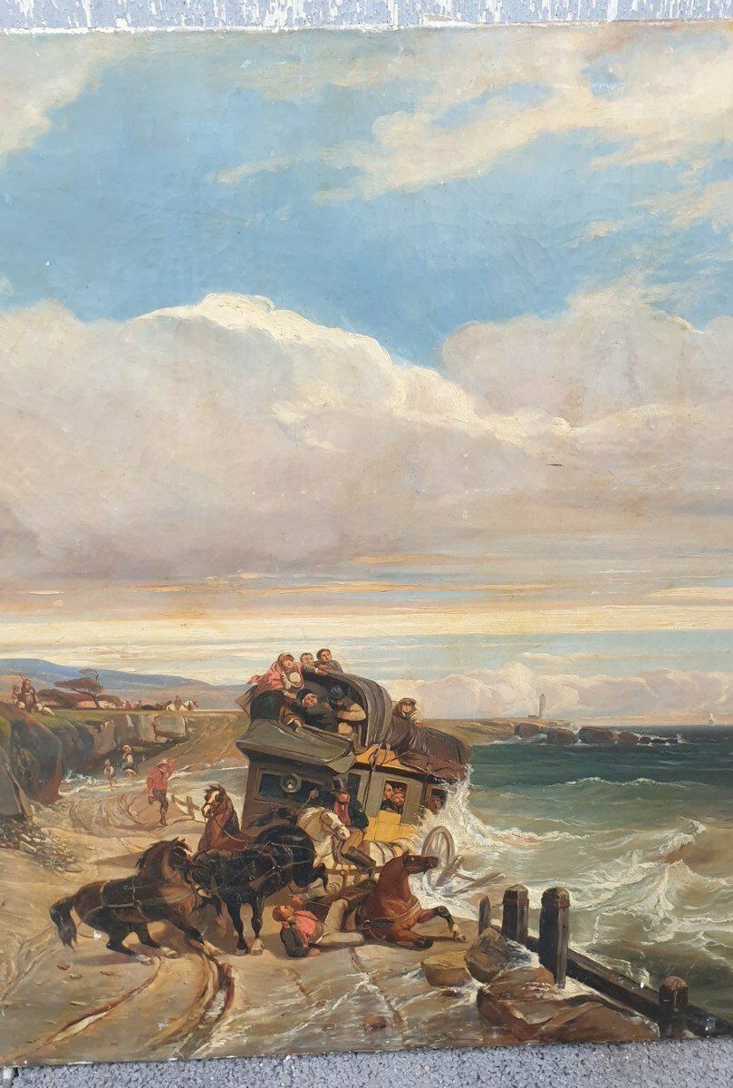 Art The Storm, Oil On Canvas, Xixth Century photo