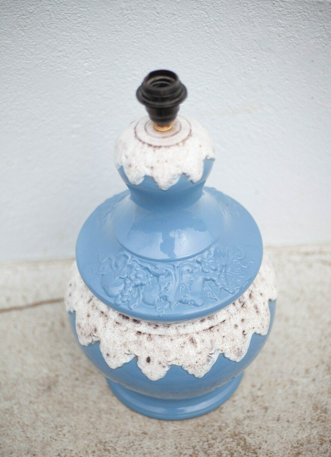 Table Lamp Ceramic Stand Blue Fat Lava Living Room Bedroom Vintage Lamp Home Decor Ceramic Lamp photo for sale