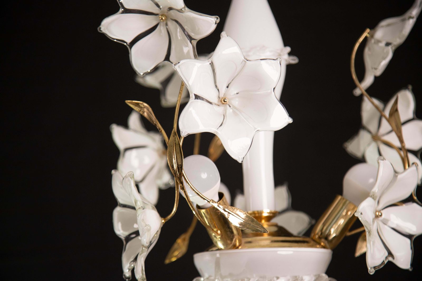 Murano Vintage Chandelier White Flowers, 1970s photo vintage