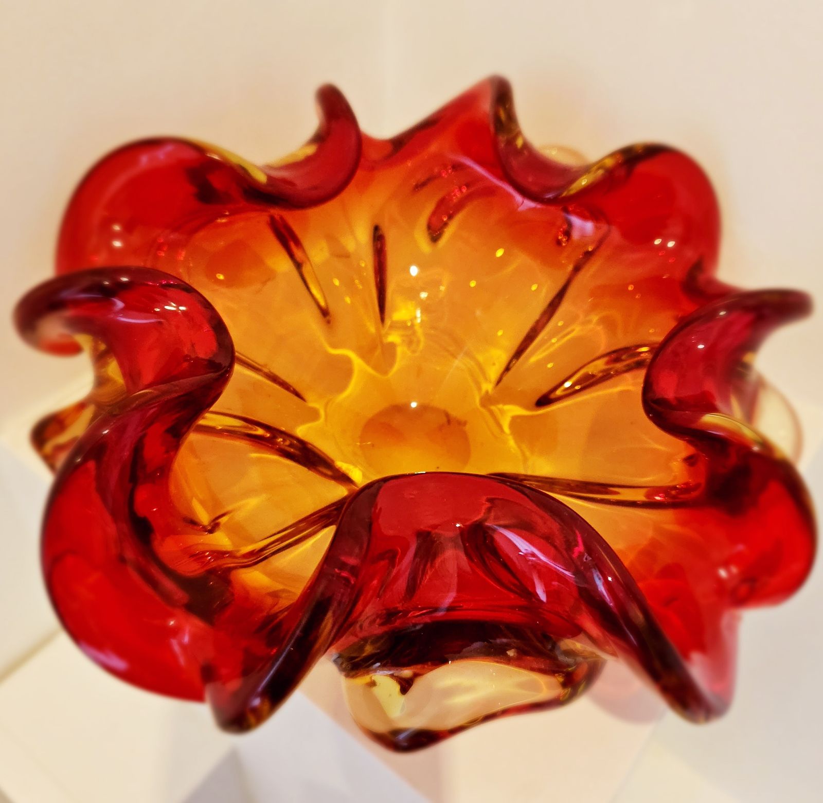 Spectacular, Fiery Orange/Red 1950's Murano 'Sommerso' Glass Ornament