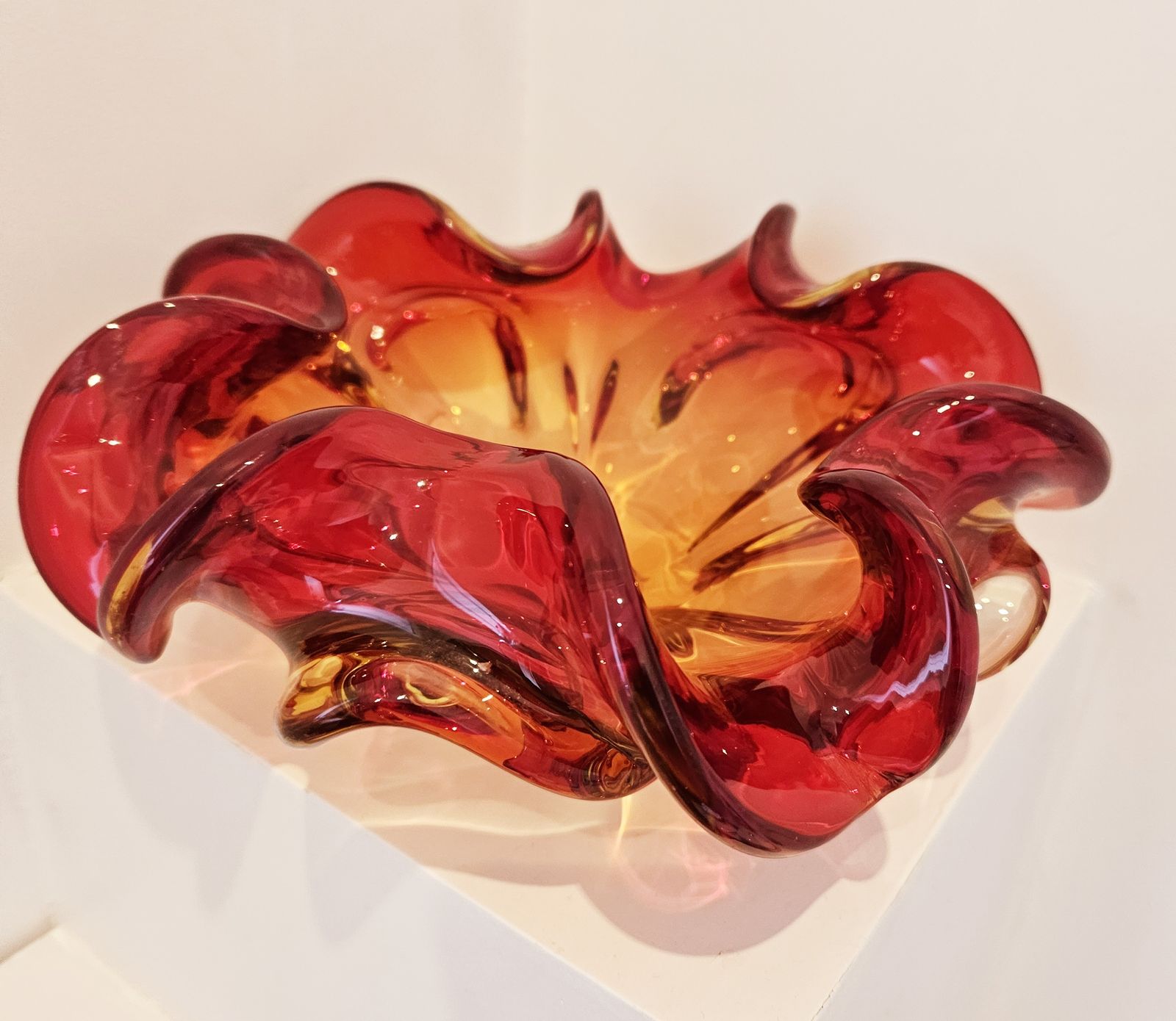 Spectacular, Fiery Orange/Red 1950's Murano 'Sommerso' Glass Ornament photo for sale