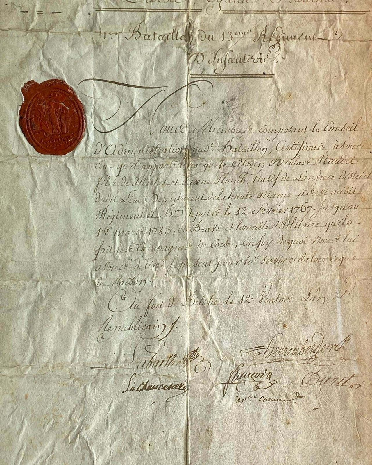 French Sealed Document From 1790’s Stamped And Certified photo vintage