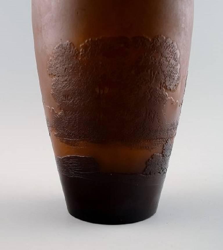 Emile Gallé Art Glass Vase, France, Circa 1900, Decorated With Trees photo 1032.0