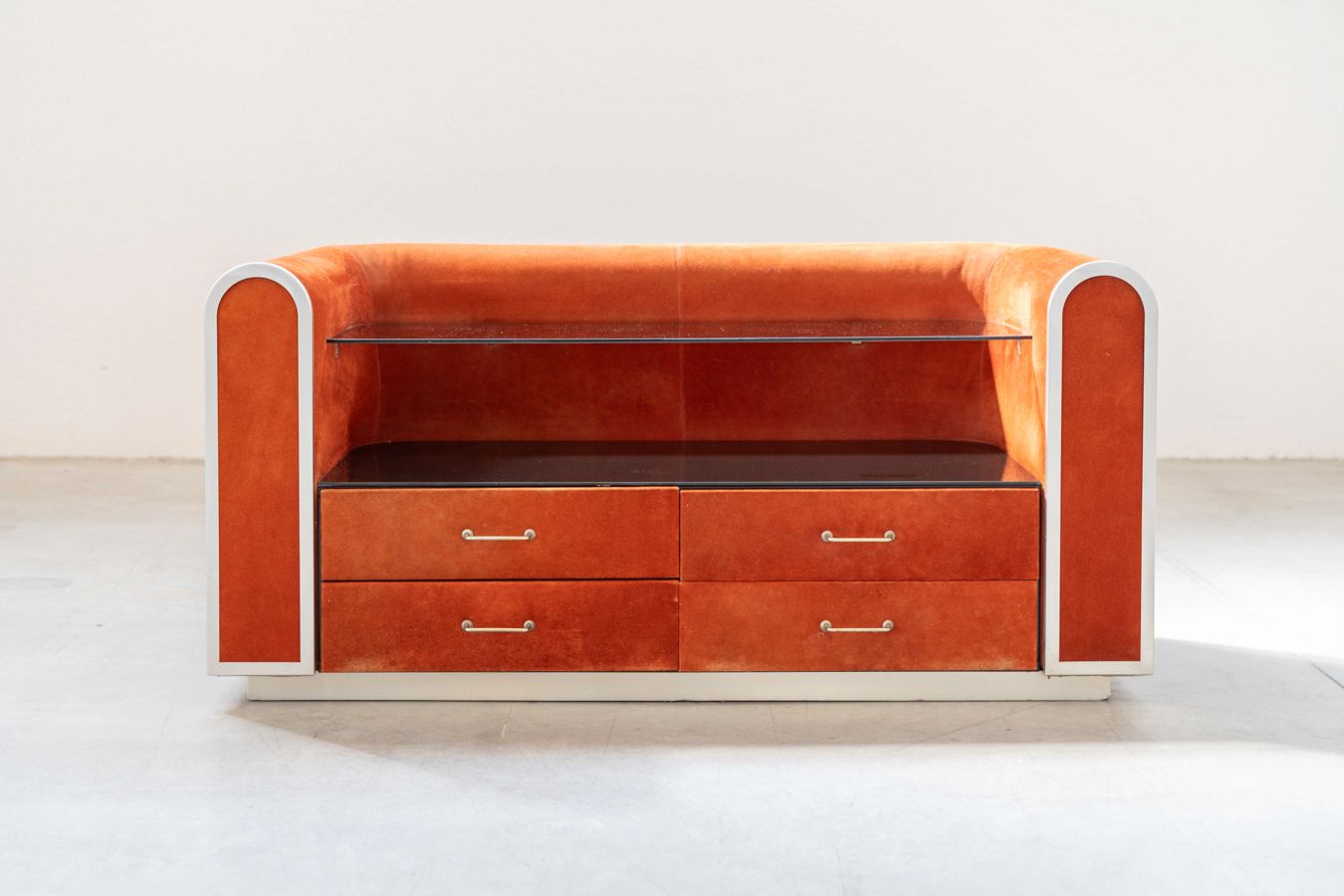 Dresser In Alcantara, 70s, 1970s photo Furniture