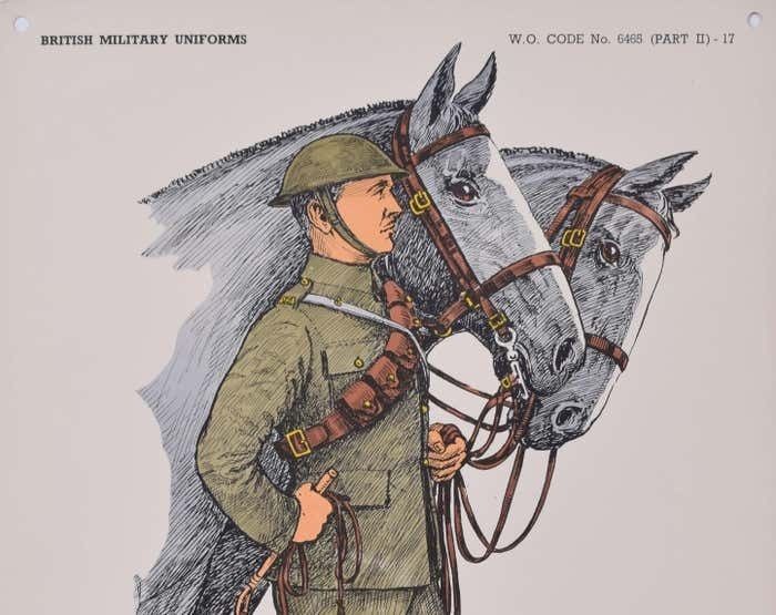 Royal Field Artillery Driver Institute Of Army Education Ww1 Uniform Lithograph Circa 1950s photo furniture