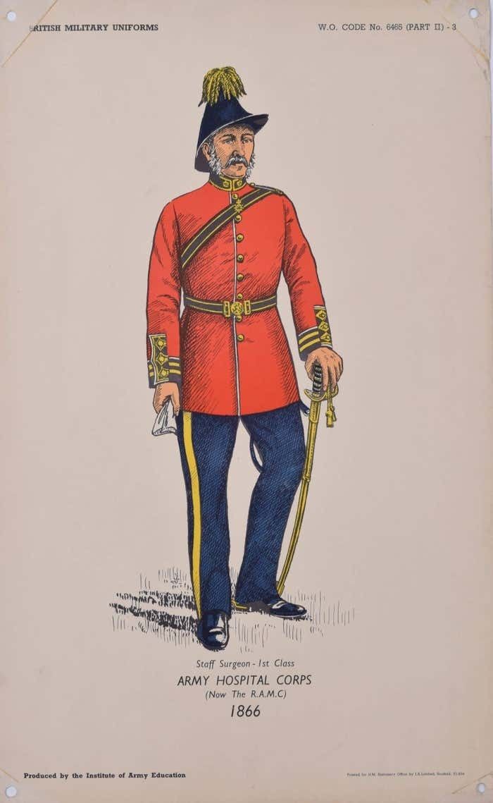 Army Hospital Corps Surgeon Institute Of Army Education Uniform Lithograph Circa 1950s