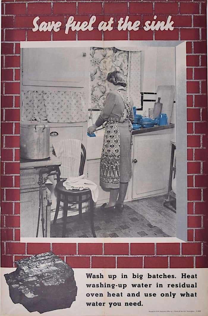 World War 2 Poster Coal Saving Beverley Pick Save Fuel At The Sink Energy C. 1944