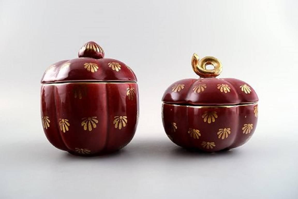 Collection Of 'Red Rubin' Pottery With Red Glaze With Gold, Upsala Ekeby, Gefle photo Home Decor