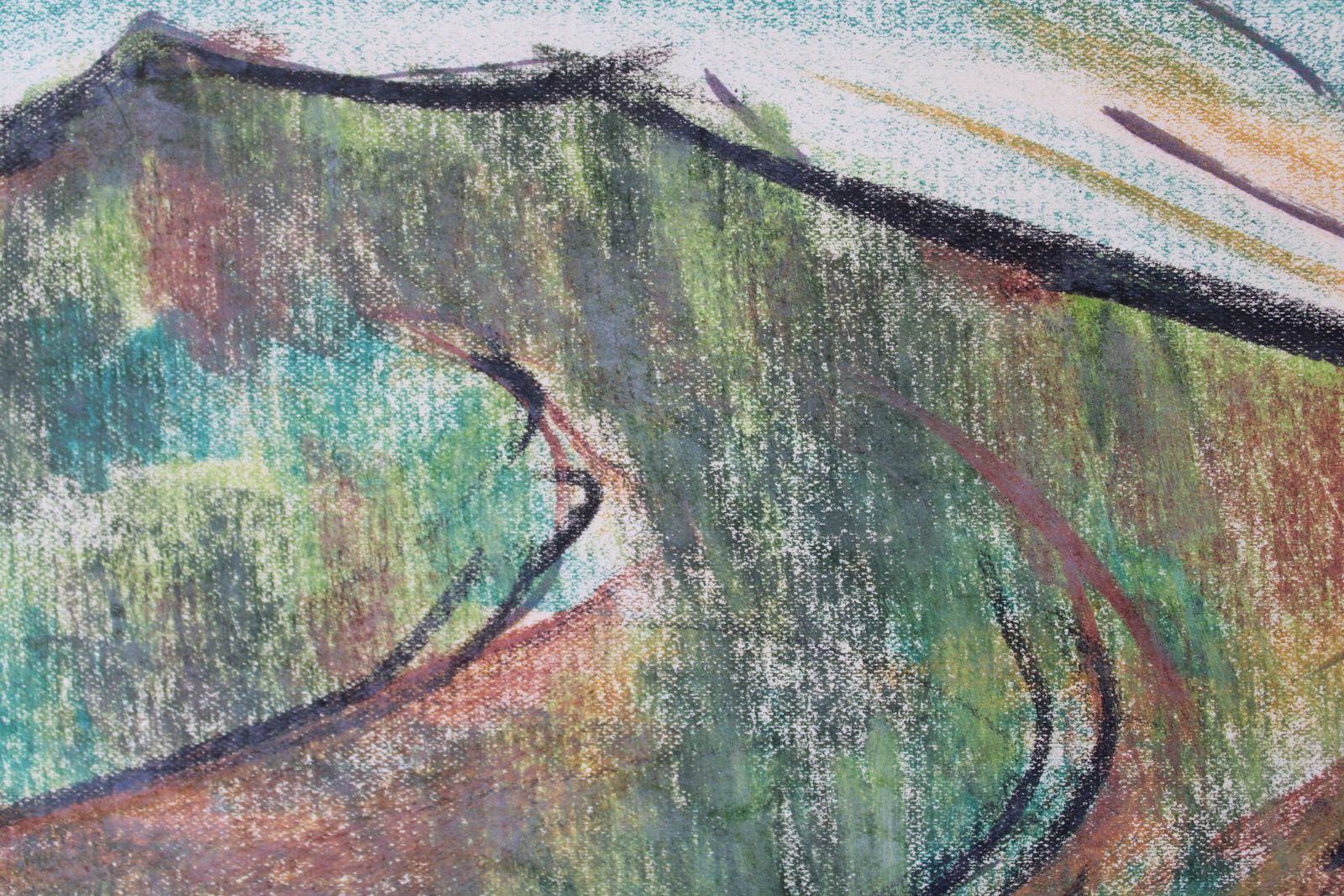 Aleksandrs Zviedris The Countryside. 1970. Paper, Crayons,  1970 photo for sale