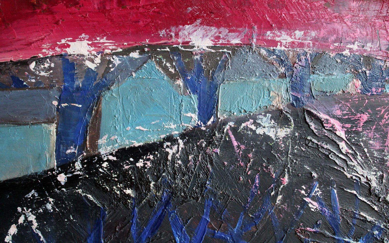 Laimdots Murnieks The Blue Trees. 1974 . Oil On Cardboard, 1974 photo vinterior
