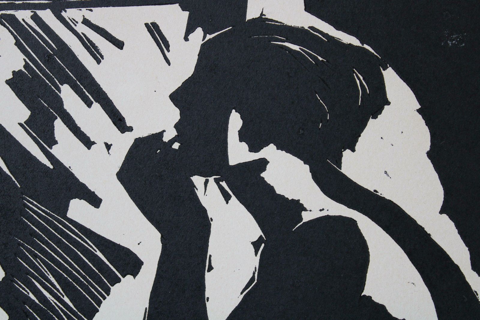 Arturs Mucenieks In Front Of The Mirror 19/100. Paper, Linocut, 1970 1970 photo Art