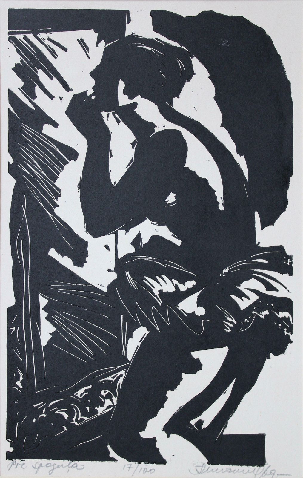 Arturs Mucenieks In Front Of The Mirror 19/100. Paper, Linocut, 1970 1970 photo vinterior