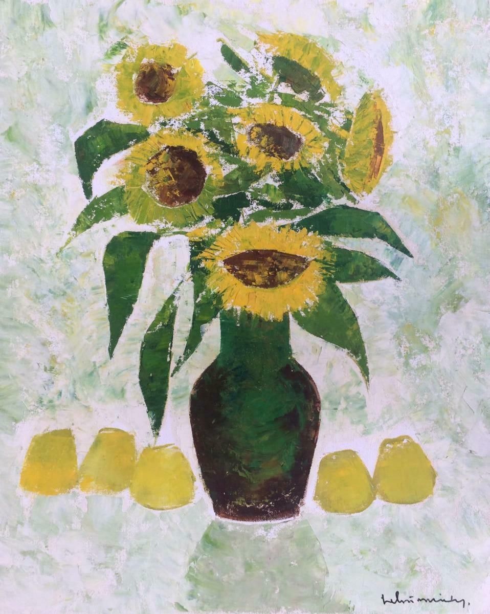 Laimdots Murnieks Sunflowers 2003. Oil On Cardboard