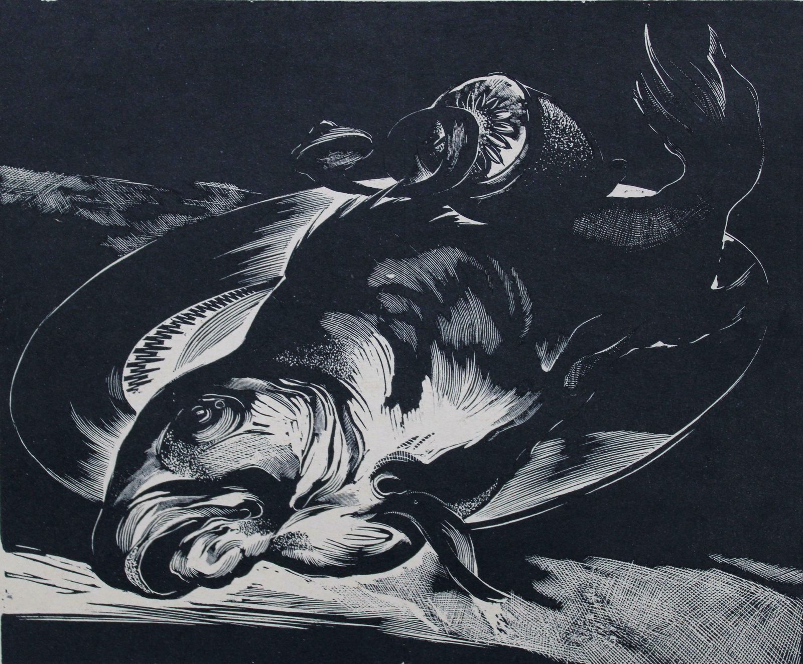 Olgerts Abelite Still Life 13/100. Paper, Linocut, 5/100,  1967
